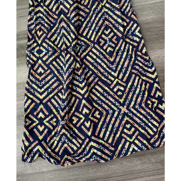 Xhilaration Navy Blue Neon Southwestern Print Maxi Dress XS Strapless K6 - Picture 2 of 4